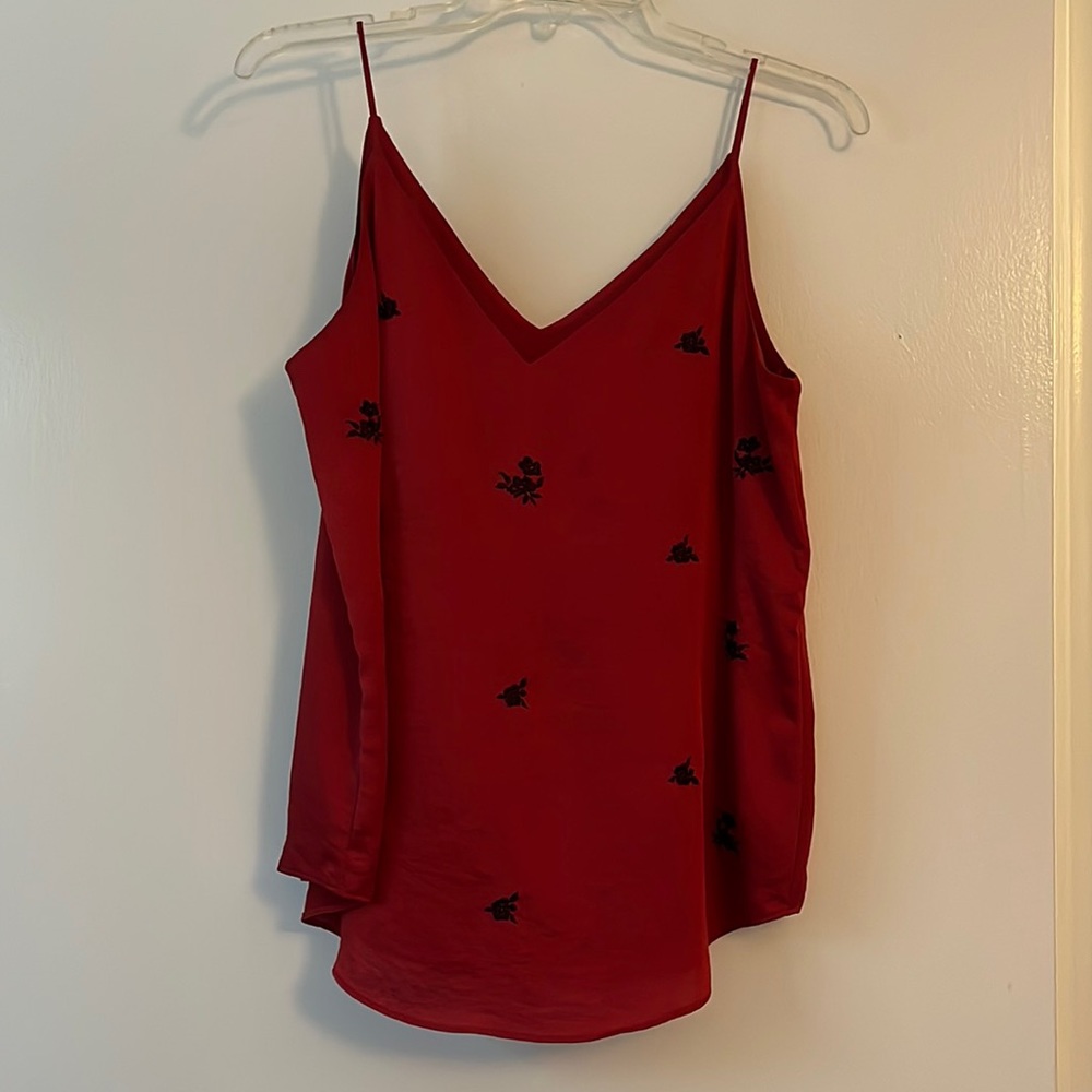 Silky Red Floral Top